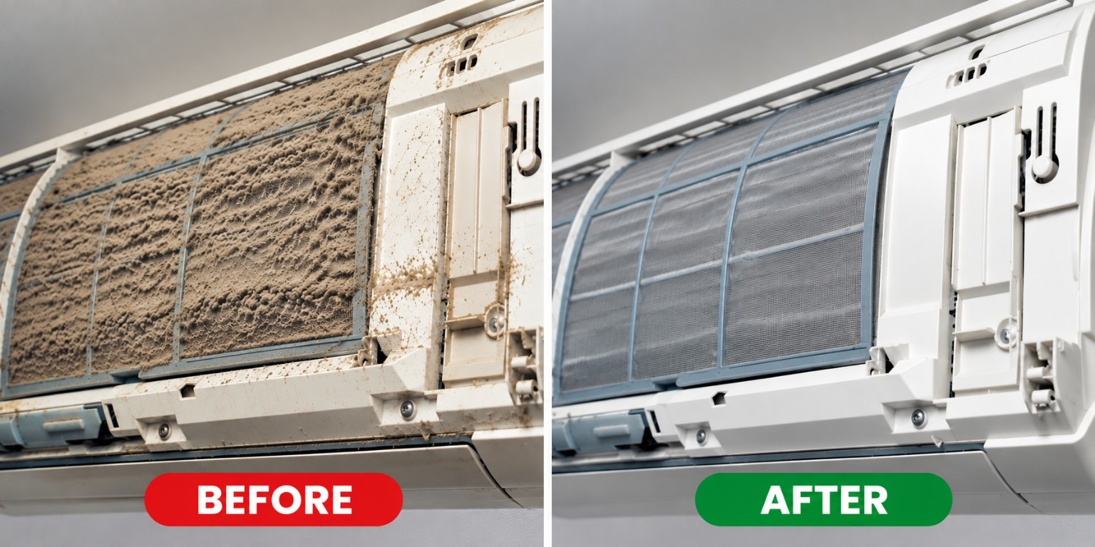 Before dan after evaporator indoor AC
