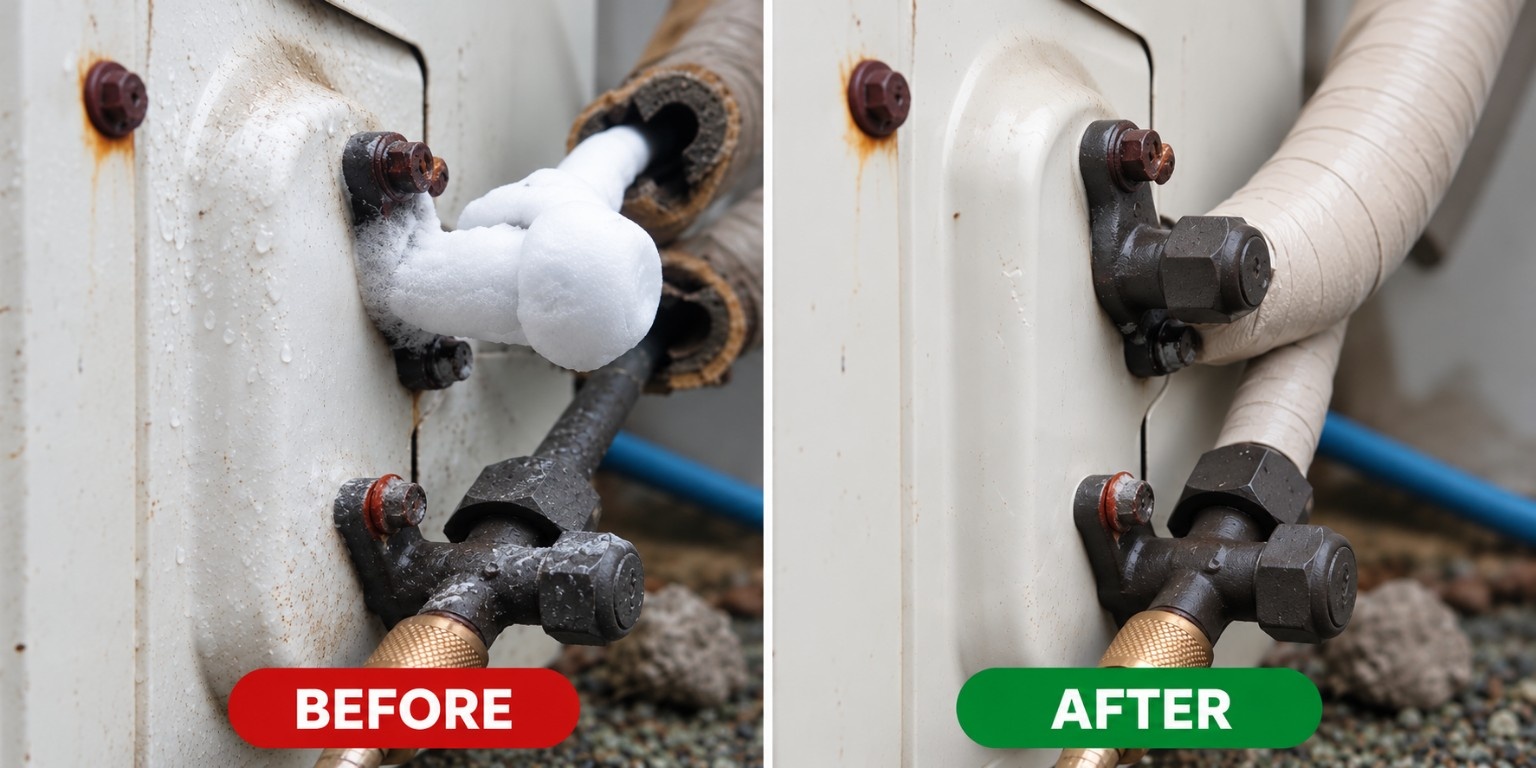Before dan after pipa outdoor AC
